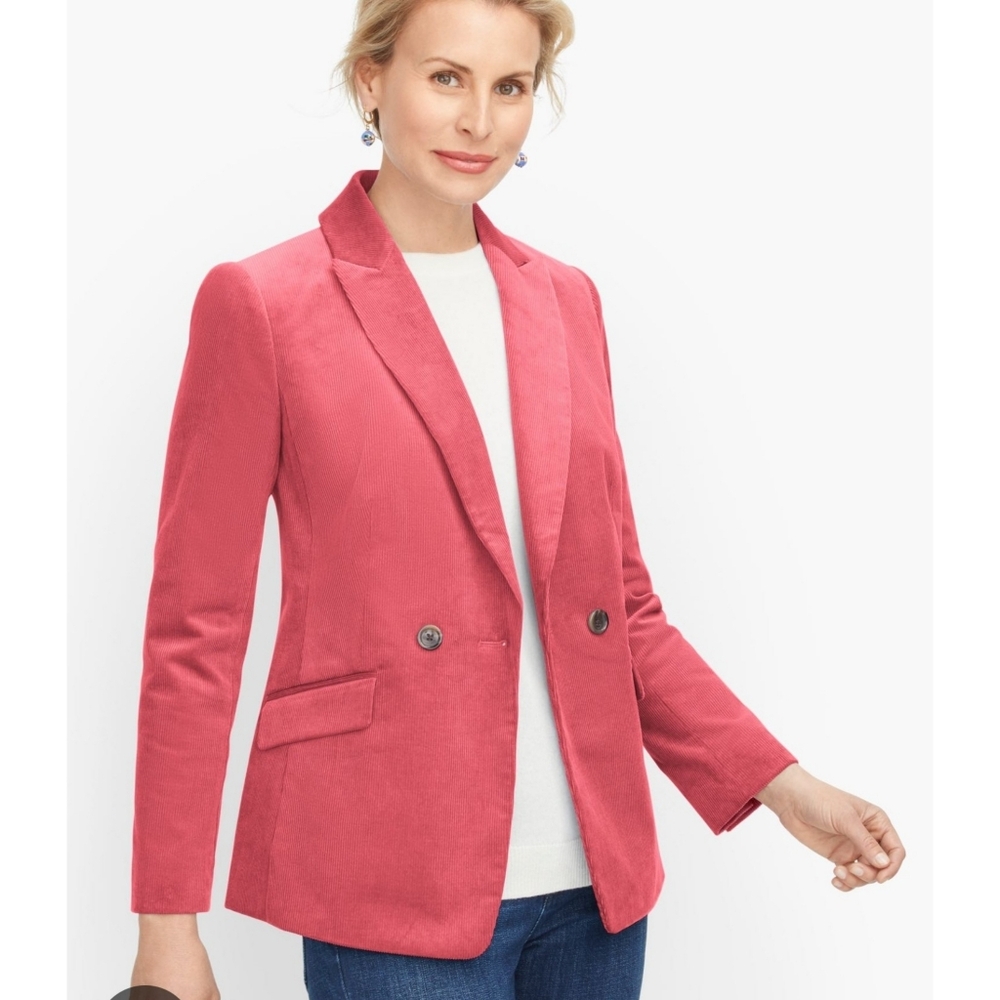 Talbots Double Breasted Corduroy Blazers Salmon Pink Size 2P